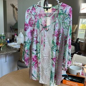 Zac & Rachel Pink Floral Lace Blouse